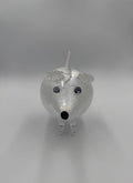 15cm Hand-Blown Crackle Glass Mouse Piggy Bank – Clear Savings Mouse Sculpture