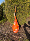 Handmade Glass Garden Flame Sculpture – Orange White Modern Yard Art 60cm