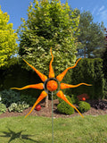 190cm Glass Sun Garden Stake - Hand Blown Sun Sculpture - Outdoor Yard Art