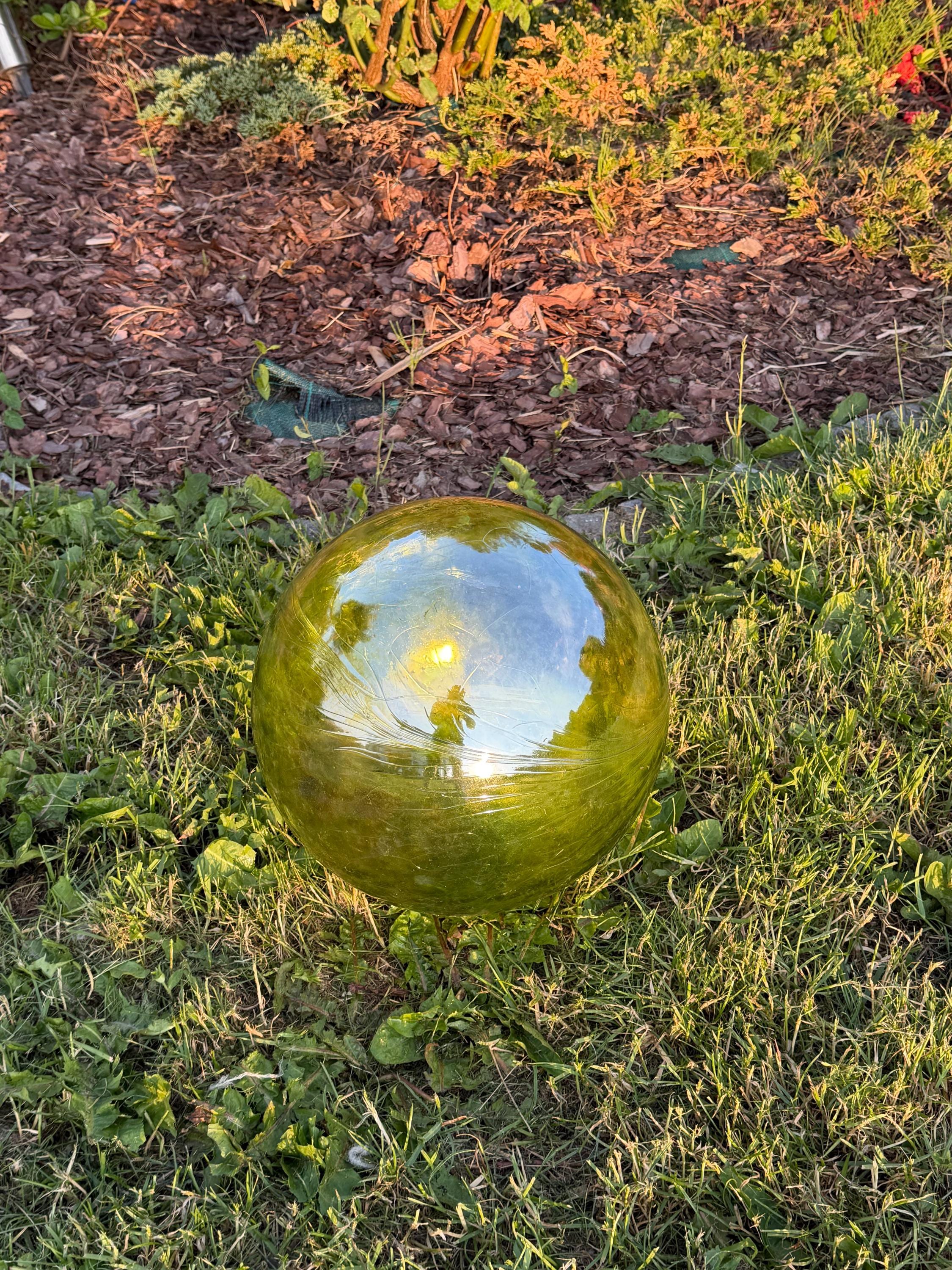 30cm or 25cm Hand-Blown Green Crackle Glass Sphere – Large Decorative Orb