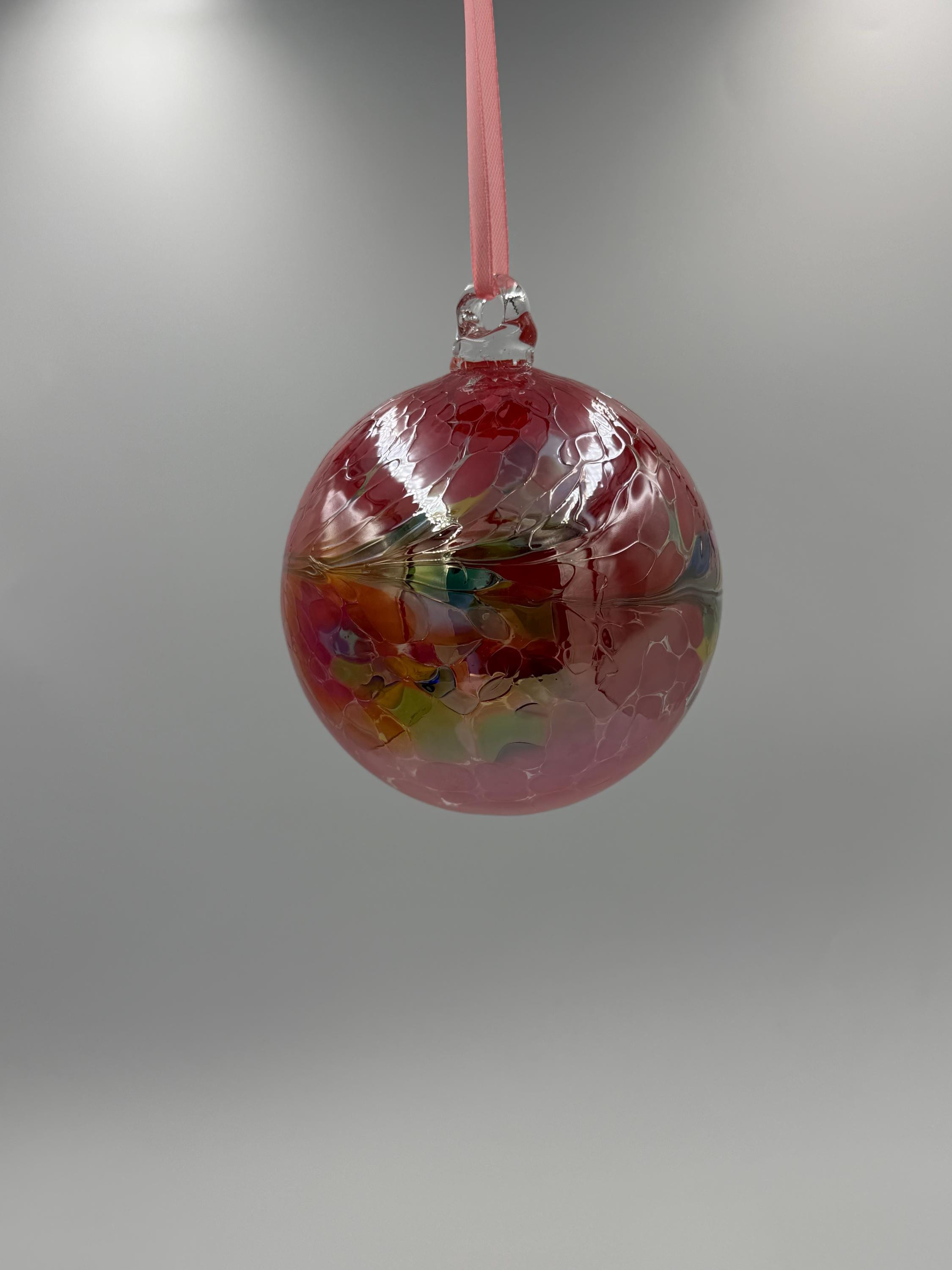 Set of 12 Hand Blown Glass Ball Ornaments – 10cm Multicolor Hanging Glass Spheres