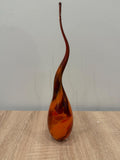 Hand-Blown Glass Flame Sculpture | 30cm Amber Red Abstract Centerpiece
