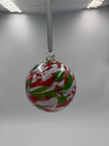 10cm Red Green Glass Hanging Ball - Hand Blown Glass Ornament - Home Decor