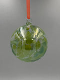 Hand Blown Green Glass Ball Ornament – 10cm Hanging Glass Bauble – Handmade Suncatcher