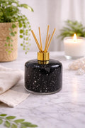 Handblown Art Glass Reed Diffuser – Speckled Galaxy Design, Gold Collar