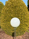 80cm Handmade Glass Garden Stake – 15cm White Pearl Sphere