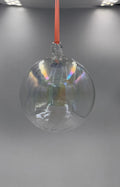 15cm Hand-Blown Iridescent Clear Glass Ornament – Optical Art Glass Sphere – Hanging Suncatcher Decor Gift