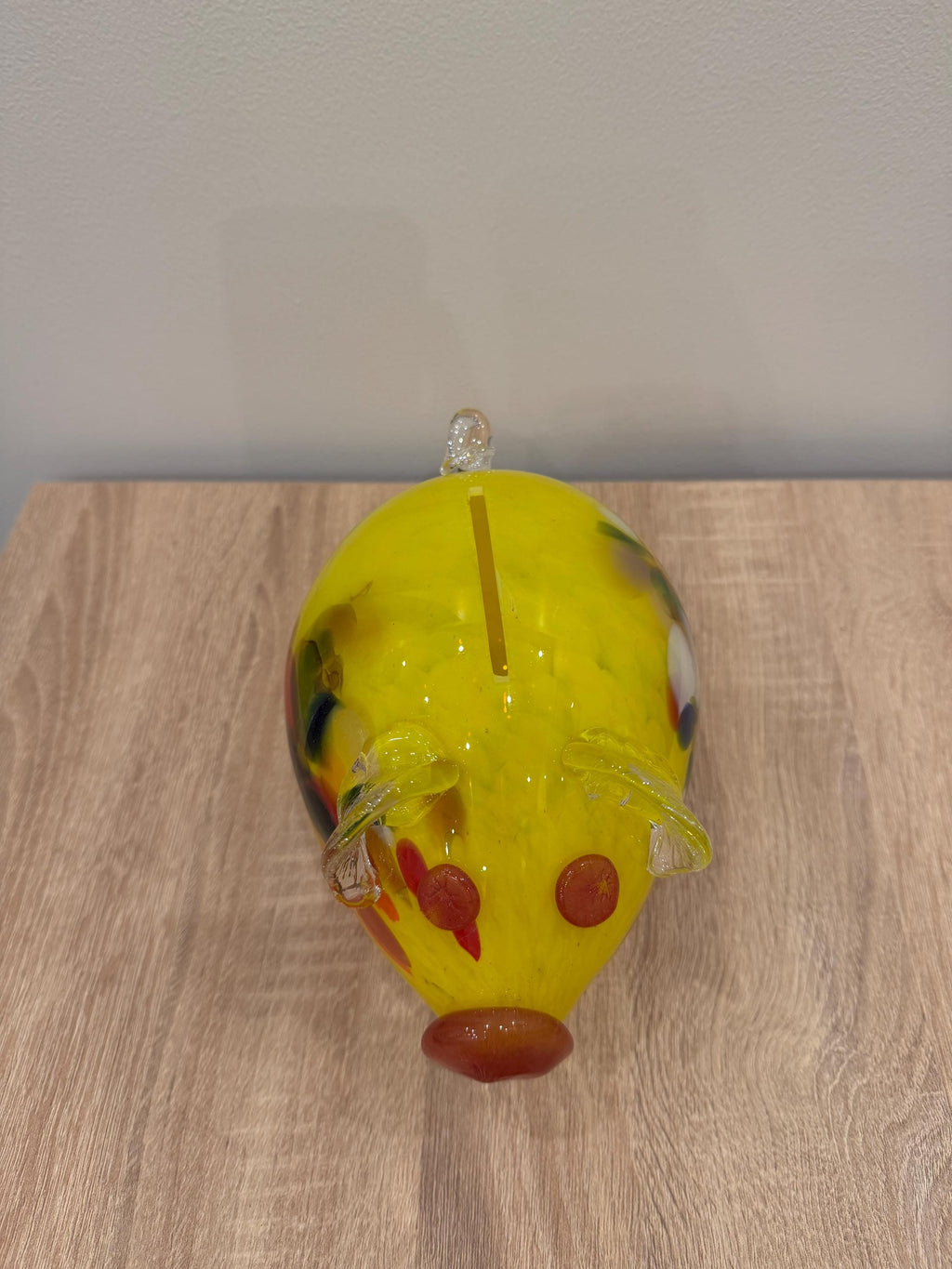 Handmade Yellow Glass Piggy Bank 20cm – Whimsical Artisan Crafted Coin Box