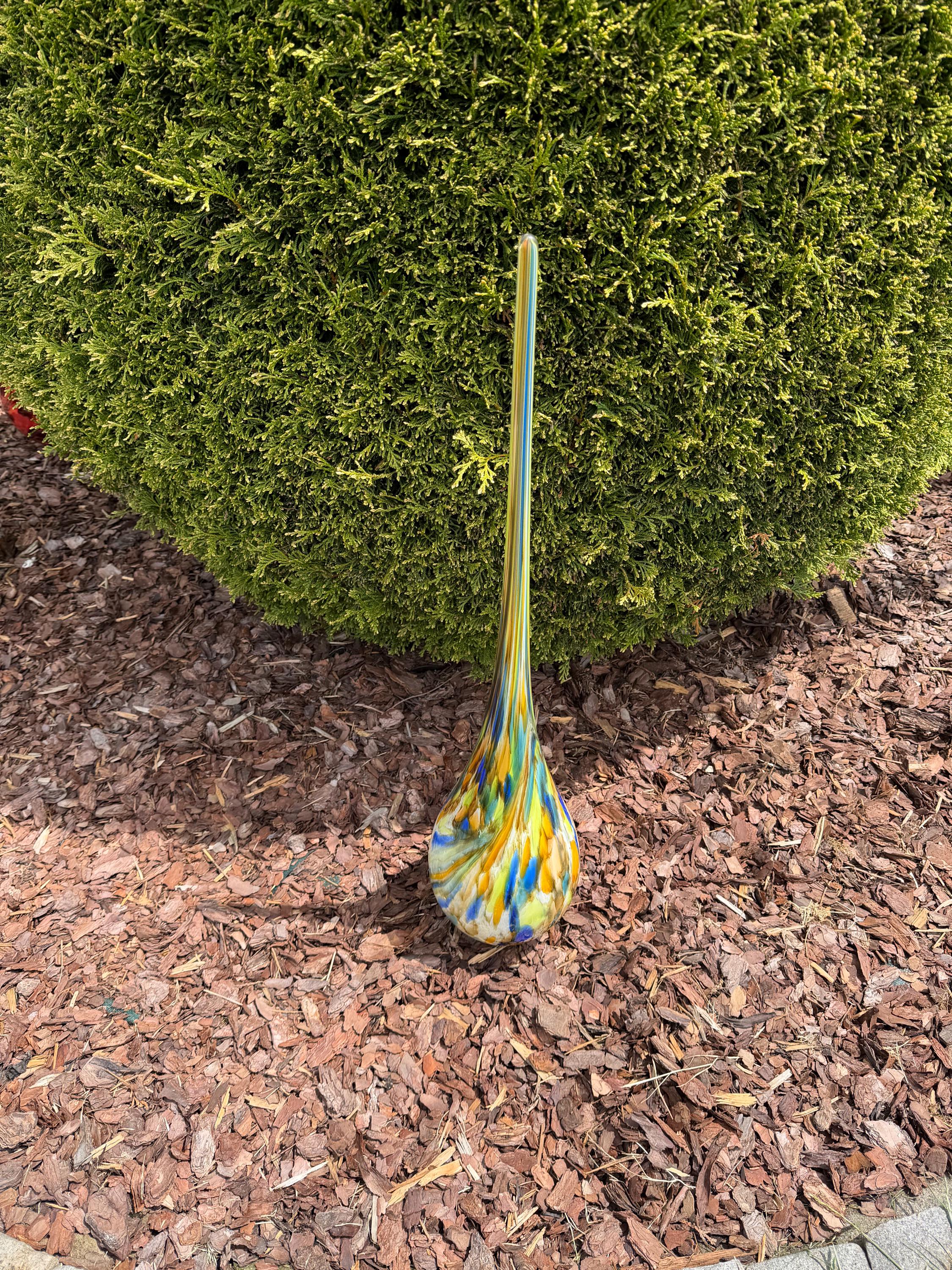 Hand Blown Glass Garden Flame - 70cm Outdoor Yard Art Decor