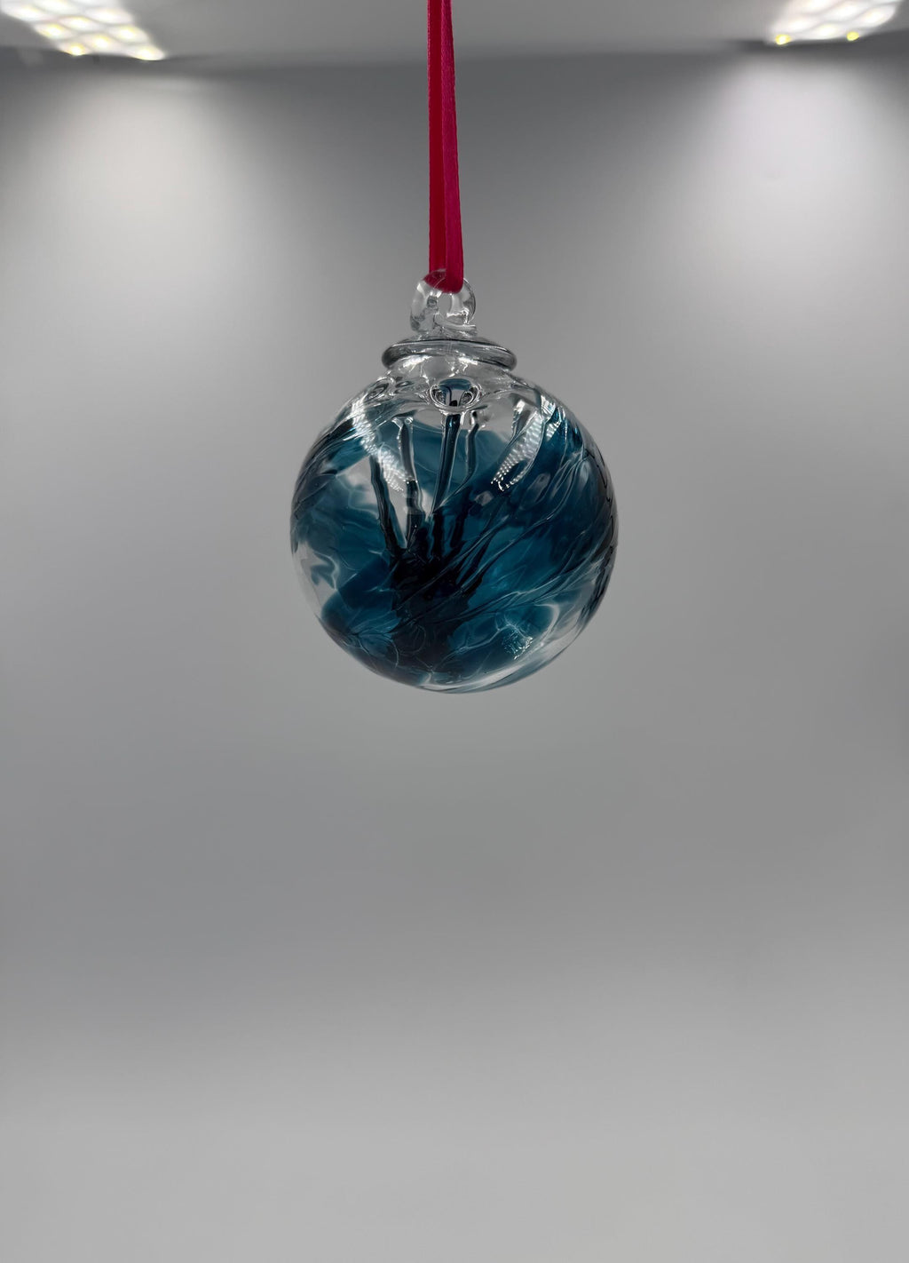 8cm Hand-Blown Witch Ball – Deep Blue Branching Glass Ornament