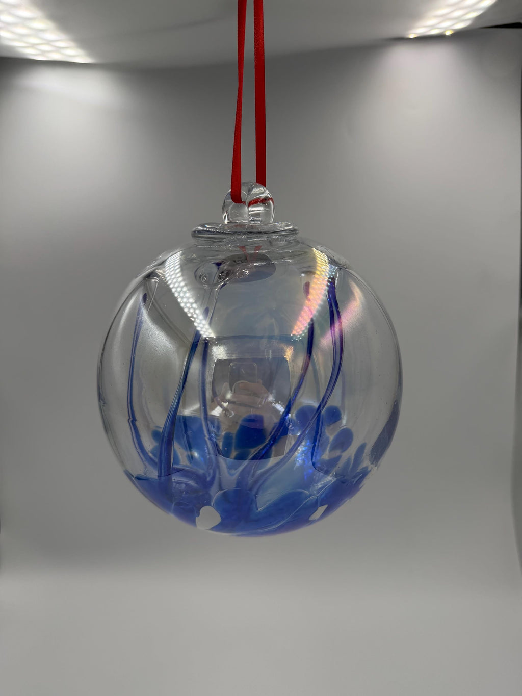 15cm Hand-Blown Blue Witch Ball Glass Ornament – Hanging Decorative Glass Sphere