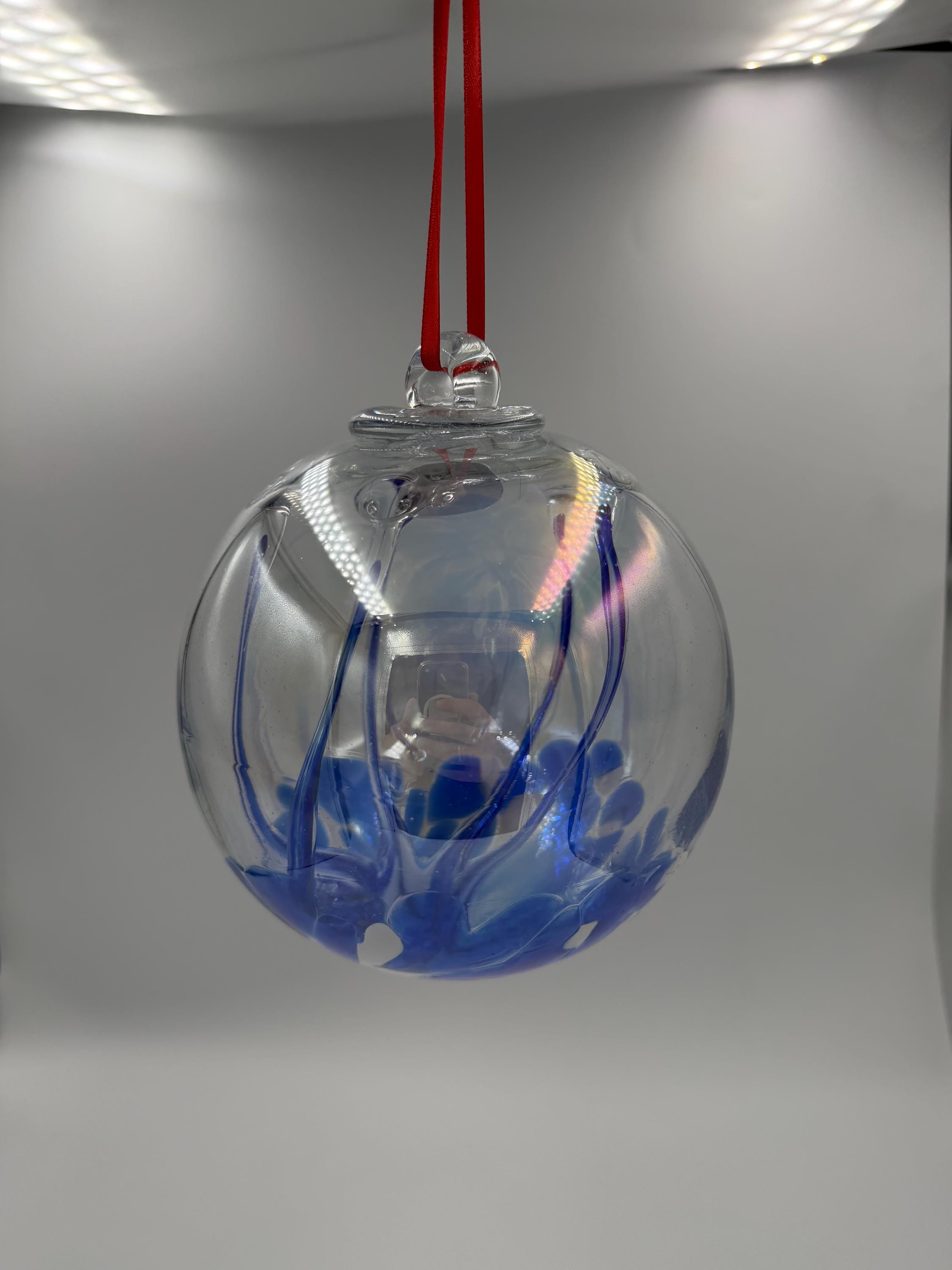 15cm Hand-Blown Blue Witch Ball Glass Ornament – Hanging Decorative Glass Sphere