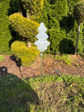 75cm Hand-Blown Glass Tree Garden Stake – Clear Crackle Tree Sculpture 20cm