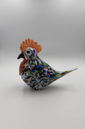 20cm Hand-Blown Colorful Confetti Glass Rooster Sculpture – 12cm Tall Decorative Cock Figurine