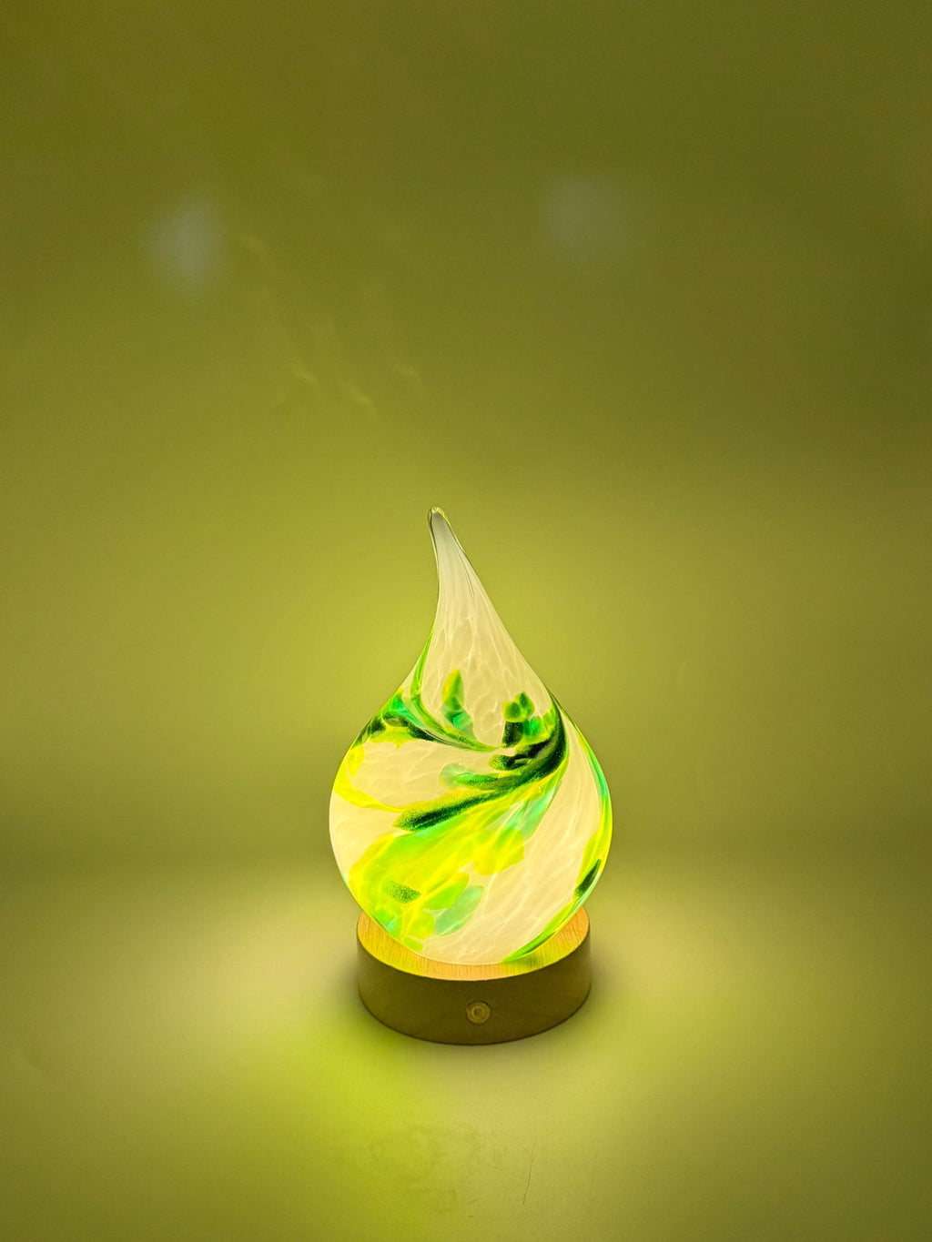 Teardrop Glass Touch Lamp - Hand Blown Art Light - Battery Decor - 12cm
