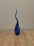 Hand Blown Cobalt Blue Art Glass Sculpture – Modern Ocean Wave Decor 30cm