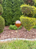70cm Hand-Blown Amber Glass Ball on Stake – 12cm Textured Gazing Ball – Outdoor Handmade Ornament
