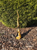 50cm Hand-Blown Amber Swirl Glass Flame Sculpture – Yellow Brown Flame Art Object
