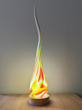 50cm Hand-Blown Fire Flame Glass Lamp – Color Changing LED Touch Light Wooden Base