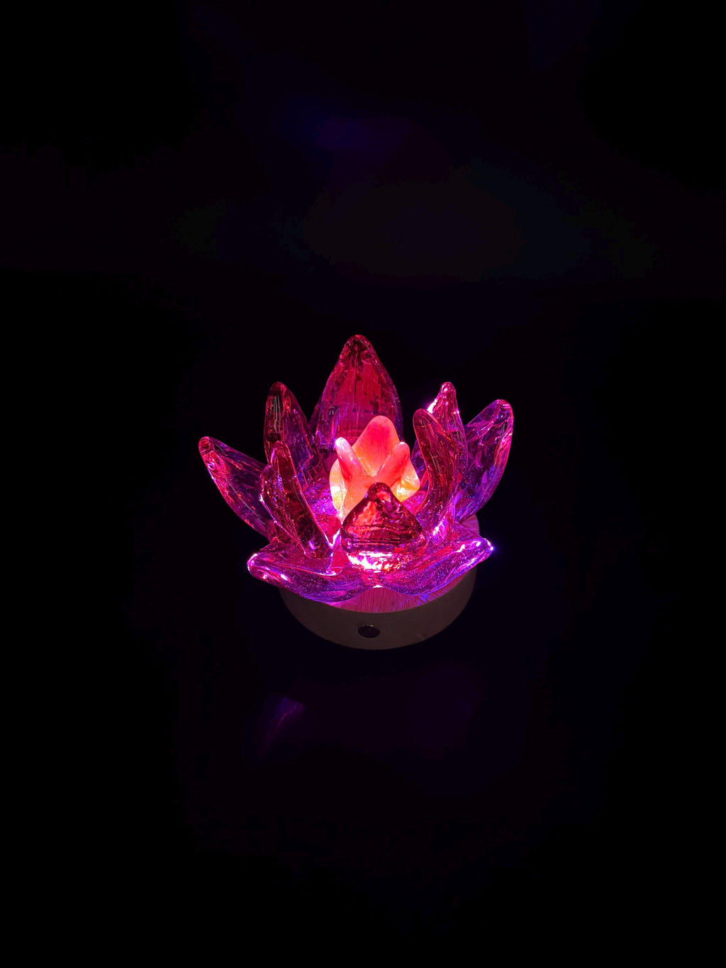 Hand Blown Glass Flower Night Light – Touch Lamp with Wooden Base (12cm)