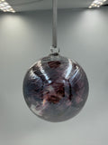 10cm Hand-Blown Iridescent Purple Swirl Glass Ornament – Decorative Art Glass Hanging Ball
