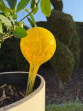 10cm Hand-Blown Yellow Glass Plant Watering Globe – Self-Watering Bulb