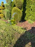 50cm Hand-Blown Green Glass Flower Sculpture – Lime Lily Garden Stake 12cm Bloom