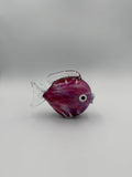 15cm Hand-Blown Purple Swirl Glass Fish Sculpture – Clear Tail Decorative Figurine