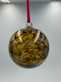10cm Hand-Blown Gold Yellow Black Swirl Glass Ornament – Amber Large Hanging Ball