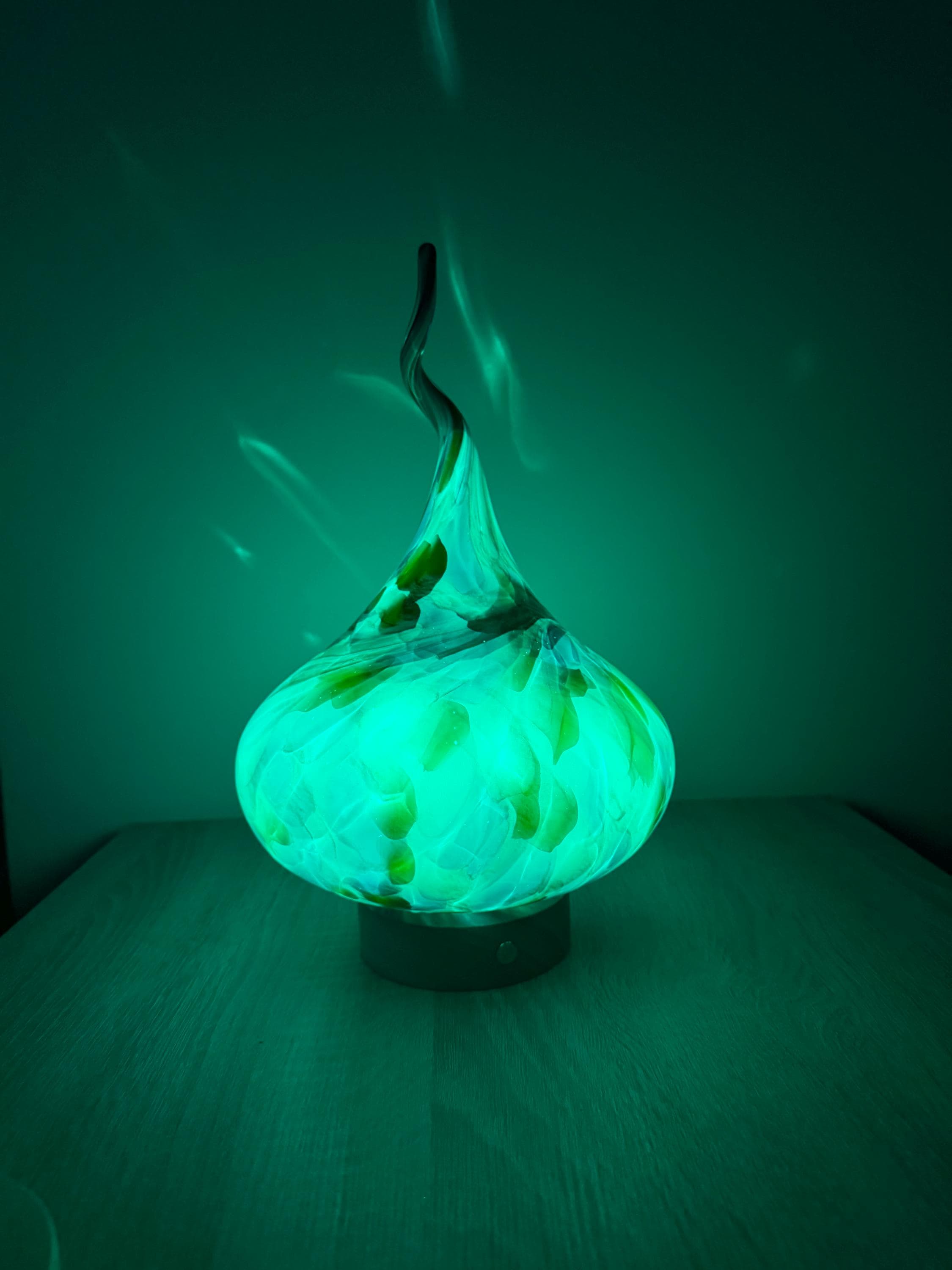 30cm Hand-Blown Teardrop Glass LED Lamp – Touch Control Night Light
