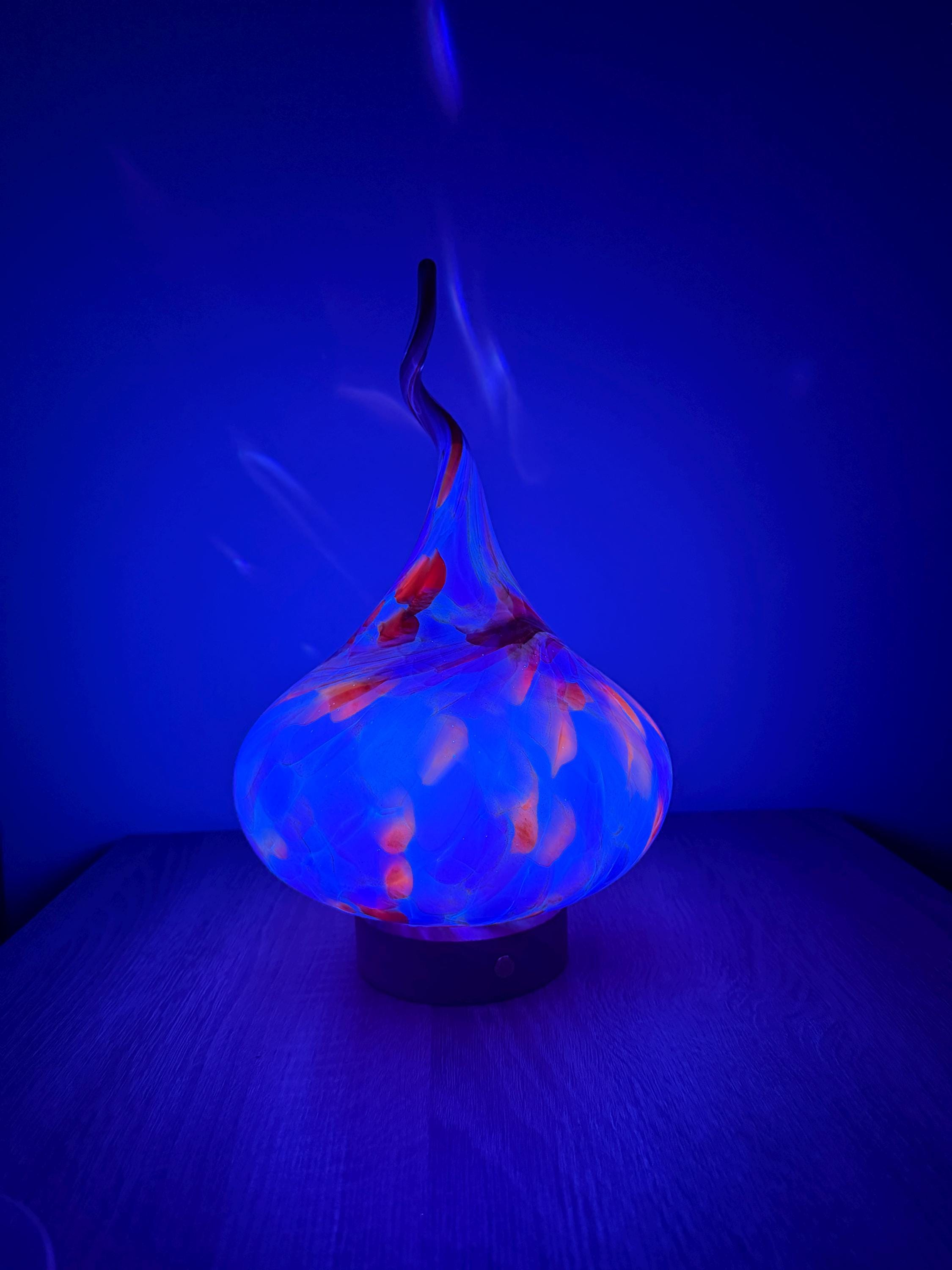 30cm Hand-Blown Teardrop Glass LED Lamp – Touch Control Night Light