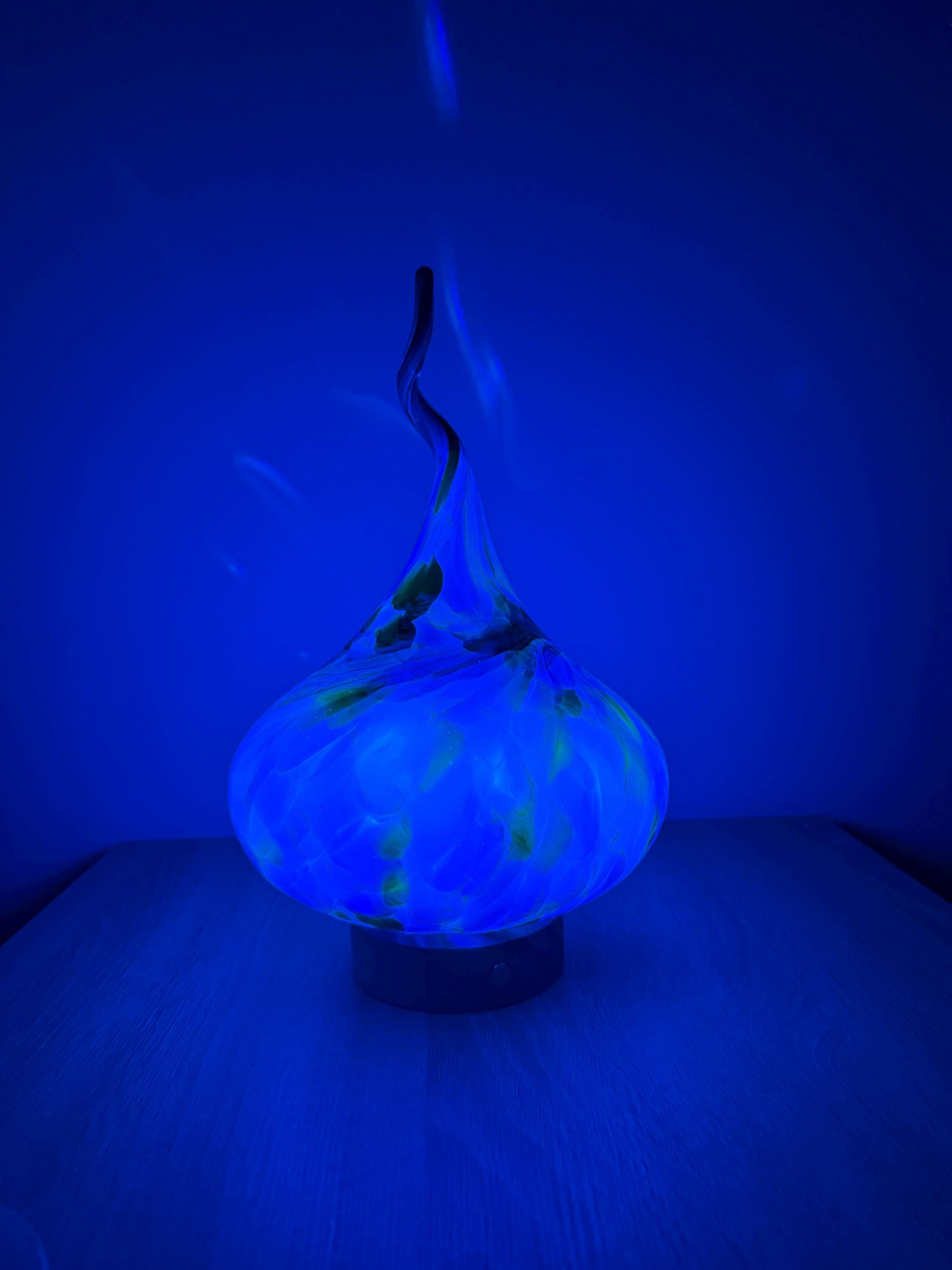 30cm Hand-Blown Teardrop Glass LED Lamp – Touch Control Night Light