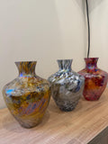 25cm Handblown Art Glass Vase – Iridescent Mottled Centerpiece – Luxury Home Decor Statement Vessel
