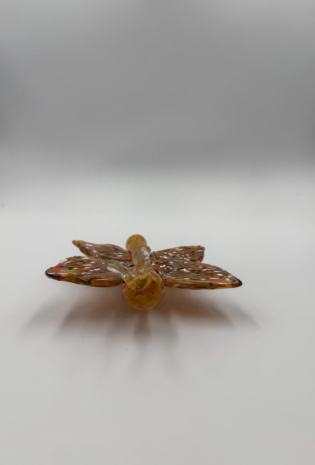 15cm Hand-Blown Colorful Confetti Glass Butterfly Sculpture – Amber Wings Decorative Figurine