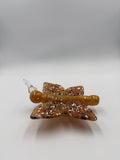 15cm Hand-Blown Colorful Confetti Glass Butterfly Sculpture – Amber Wings Decorative Figurine