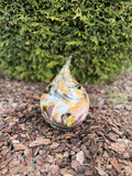 15cm Hand-Blown Glass Teardrop – Multicolor Yellow Black Swirl Sculpture