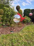 100cm Hand-Blown Clear Glass Gazing Ball Garden Stake – 20cm Large Sphere Outdoor Decor