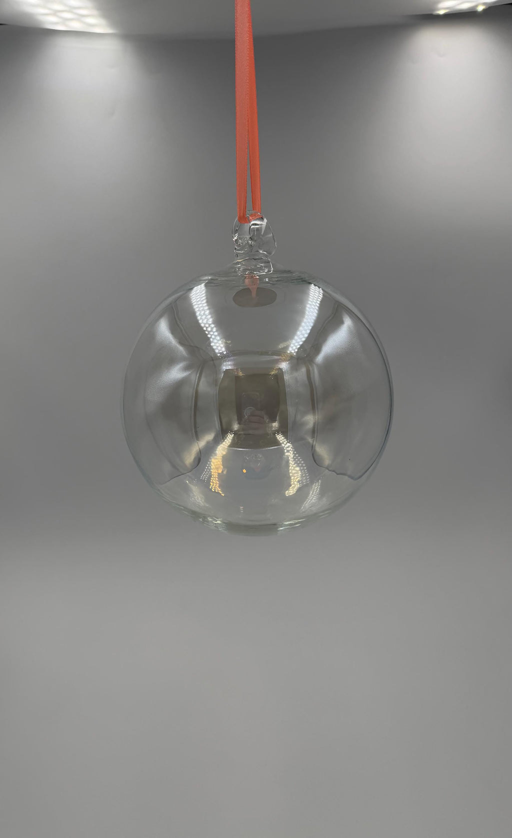 15cm Hand-Blown Clear Iridescent Ball – Hanging Glass Suncatcher – Decorative Art Glass Sphere Gift