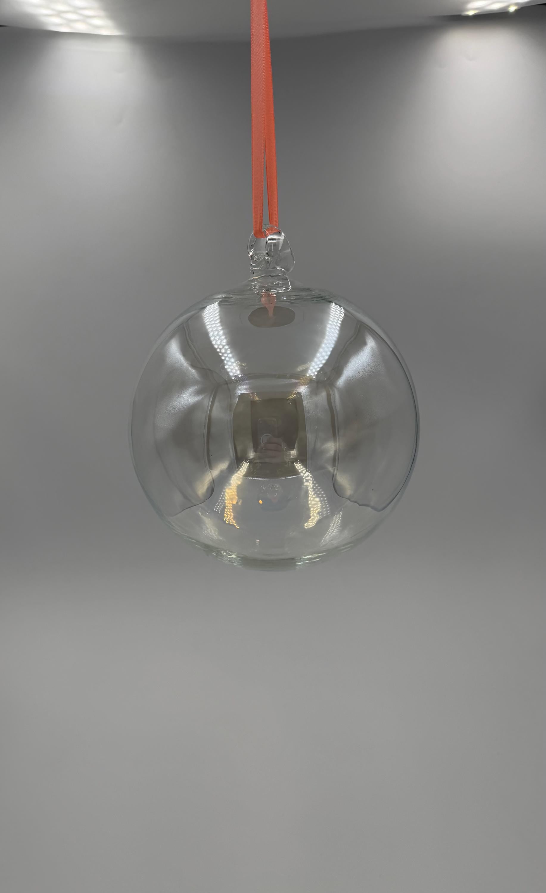 15cm Hand-Blown Clear Iridescent Ball – Hanging Glass Suncatcher – Decorative Art Glass Sphere Gift