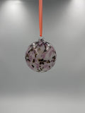 Hand Blown Pink Glass Ball Ornament – 10cm Speckled Hanging Glass Bauble – Handmade Suncatcher