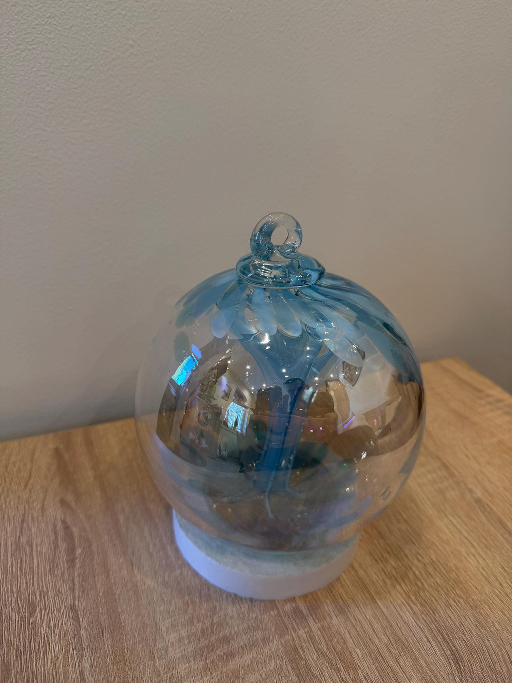 Handblown Art Glass Sphere – "Azure Forest" Tree of Life Sculpture