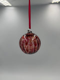 6cm Hand-Blown Crackle Glass Ornament – Deep Red Burgundy Crackle Hanging Ball