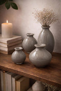 Handblown Art Glass Bud Vases – Warm Beige Minimalist Set of 4