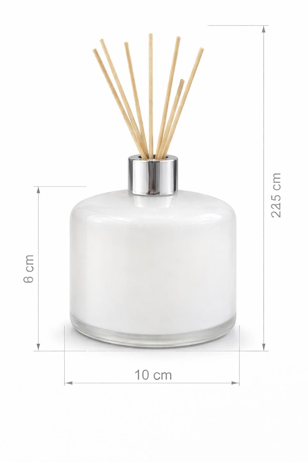 Handmade Mouth Blown White Reed Diffuser – Silver Collar