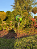 20cm Hand-Blown Glass Garden Ball on Stake – Colorful Outdoor Glass Globe Sculpture 100cm
