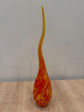Handblown Glass Flame Sculpture | Yellow Red Blue Orange Swirls, Modern Home Decor