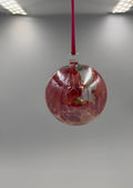 10cm Hand-Blown Red Pink Swirl Glass Ornament – Large Hanging Ball