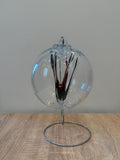 Hand-Blown Glass Witch Ball 15cm – Clear Burgundy Protection Sphere, Garden Sun Catcher, Mystical Decor