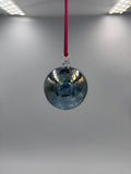 6cm Hand-Blown Crackle Glass Ornament – Blue Silver Crackle Hanging Ball