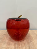 Red Art Glass Apple Paperweight | Vibrant Ruby Fruit Figurine, Elegant Decor